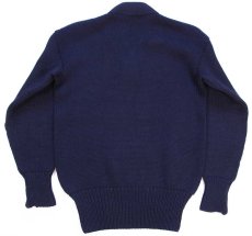 画像2: 40s UNKNOWN Vネック エルボーパッチ付き ローゲージ ウールニット レタードセーター 濃紺 (2)