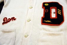 画像5: 50s Colorado Don パッチ&ピンズ付き パチポケ ウールニット レタードカーディガン ボロ アイボリー (5)