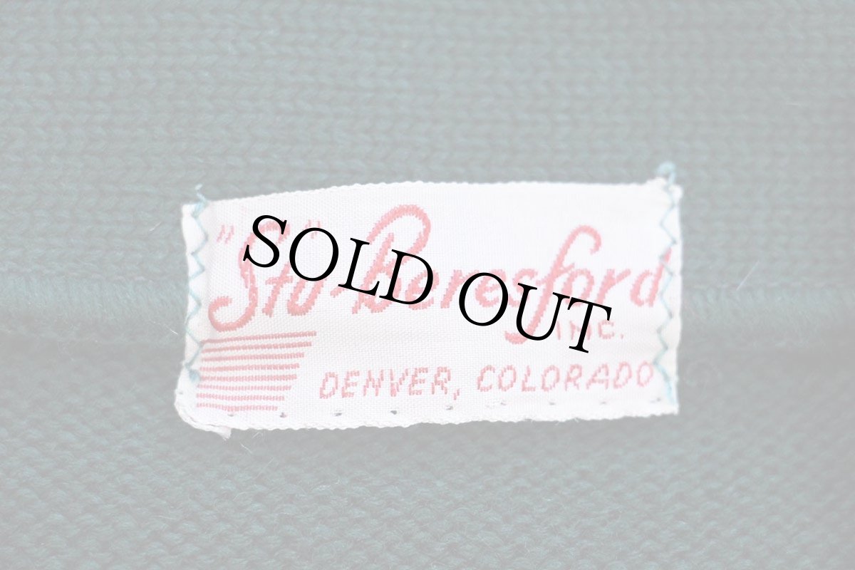 画像4: 50s Stu-Beresford COLORADO パッチ付き ウールニット レタードカーディガン 緑 (4)