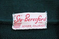 画像4: 50s Stu-Beresford COLORADO パッチ付き ウールニット レタードカーディガン 緑 (4)