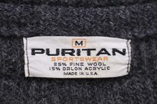 画像4: 60s USA製 PURITAN 編み柄 ウール×アクリルニット カーディガン グレー M (4)