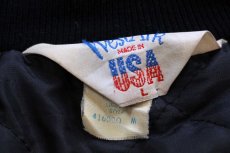 画像4: 90s USA製 Eagle Hose Co. Greenport F.D. fire truck 消防車 刺繍 キルティングライナー ナイロンジャケット 黒 L (4)