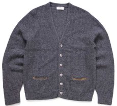 画像1: 60s USA製 PURITAN 編み柄 ウール×アクリルニット カーディガン グレー M (1)