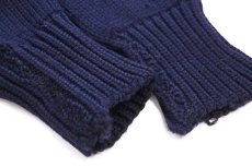 画像7: 40s UNKNOWN Vネック エルボーパッチ付き ローゲージ ウールニット レタードセーター 濃紺 (7)