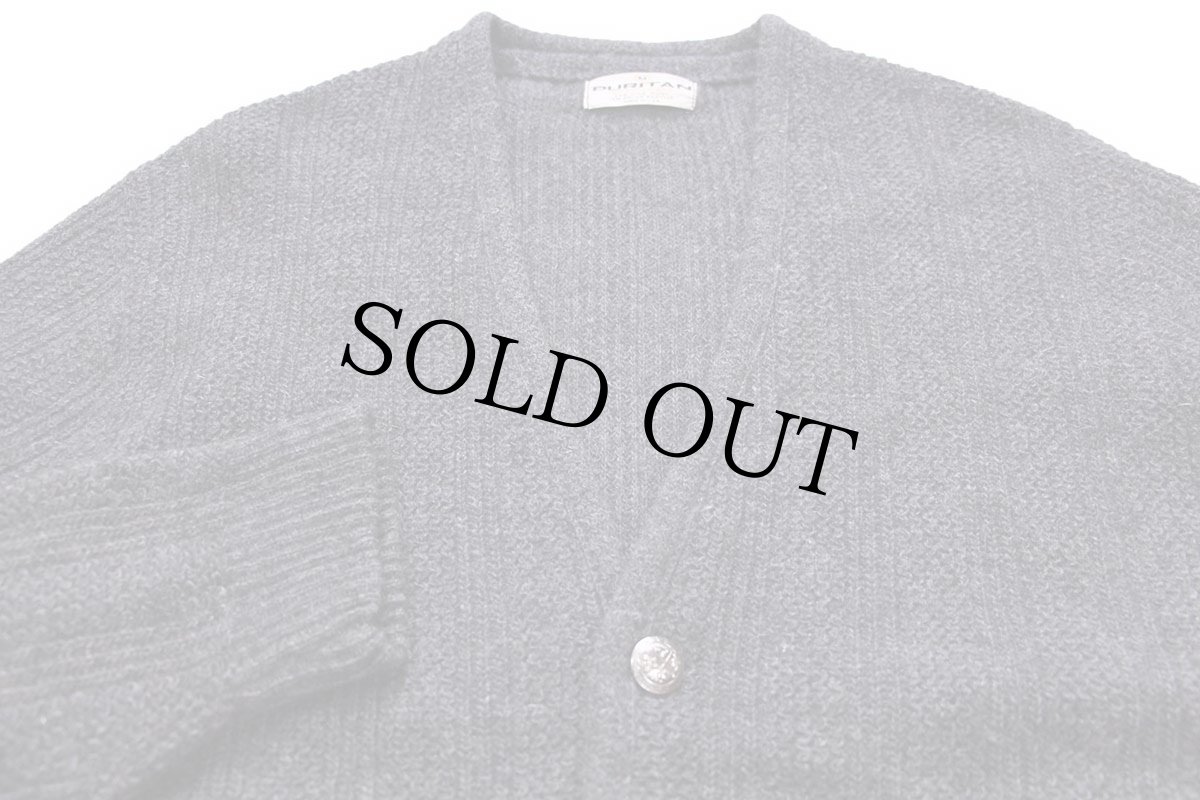 画像3: 60s USA製 PURITAN 編み柄 ウール×アクリルニット カーディガン グレー M (3)