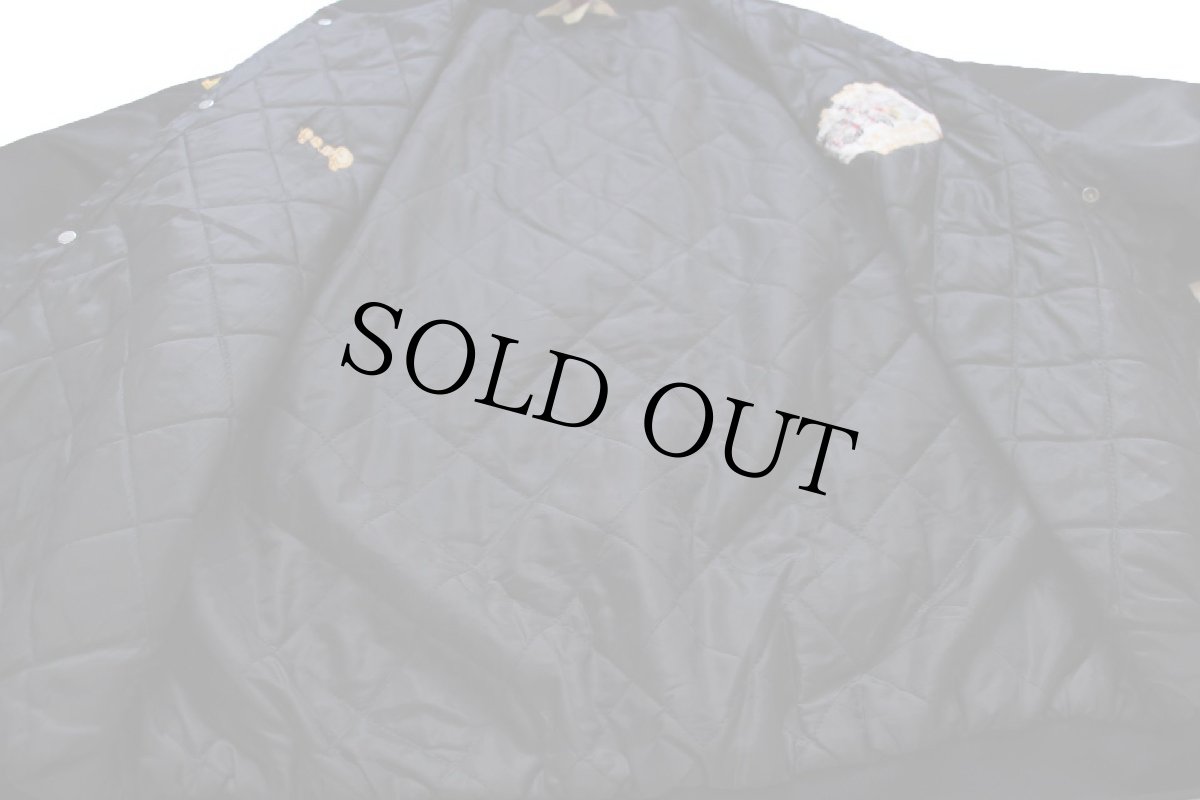 画像5: 90s USA製 Eagle Hose Co. Greenport F.D. fire truck 消防車 刺繍 キルティングライナー ナイロンジャケット 黒 L (5)