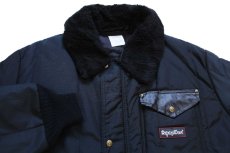 画像3: 90s USA製 RefrigiWear 襟ボア 中綿入り ナイロン ワークジャケット 濃紺 XL (3)