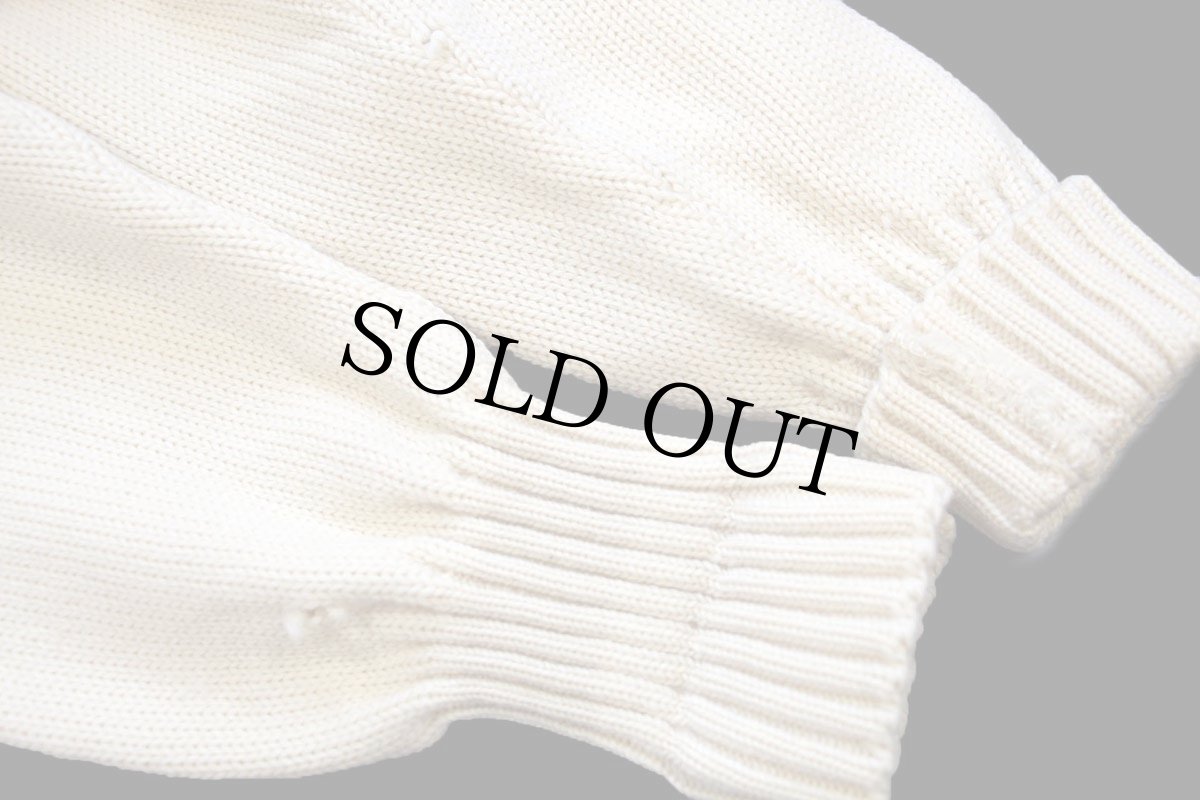 画像7: 50s Colorado Don パッチ&ピンズ付き パチポケ ウールニット レタードカーディガン ボロ アイボリー (7)