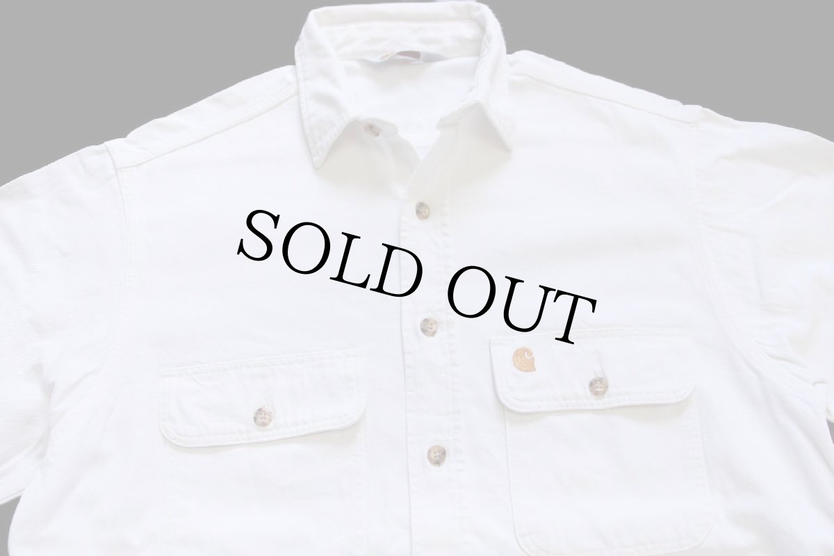 画像3: 80s carharttカーハート ワンポイント コットン ワークシャツ 生成り (3)