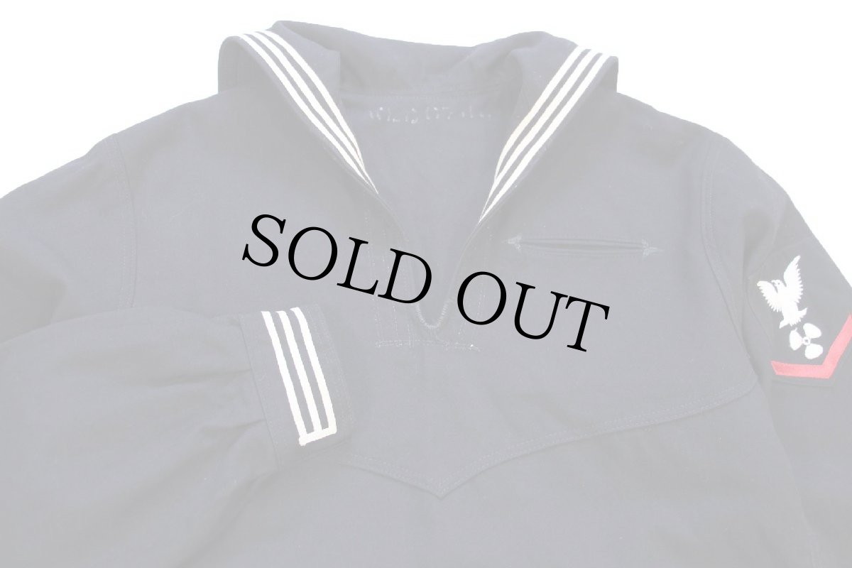 画像3: 80s 米軍 U.S.NAVY パッチ付き ウール セーラーシャツ 濃紺 40XL (3)