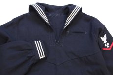 画像3: 80s 米軍 U.S.NAVY パッチ付き ウール セーラーシャツ 濃紺 40XL (3)