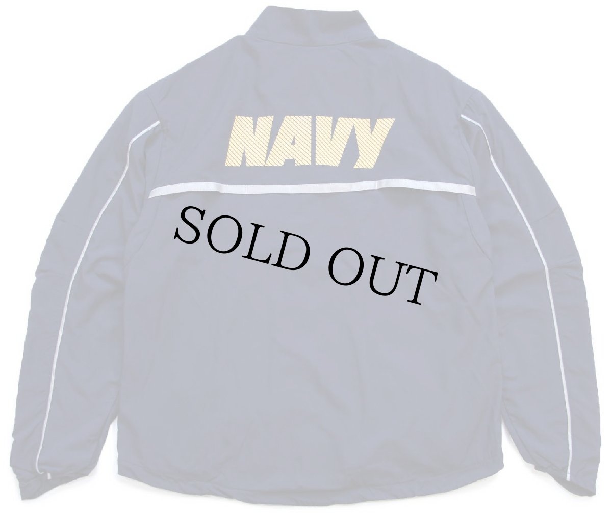 画像2: デッドストック★16 USA製 米軍 U.S.NAVY RUNNING JACKET トレーニング ナイロンジャケット 紺 S/S (2)