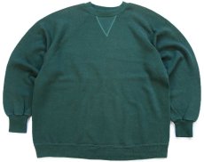 画像1: 70s USA製 RUSSELLラッセル 無地 前V スウェット 緑 フェード M★ブランク (1)