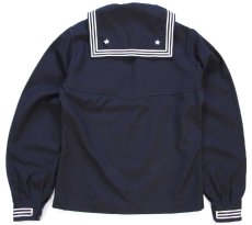 画像2: 80s 米軍 U.S.NAVY パッチ付き ウール セーラーシャツ 濃紺 40XL (2)