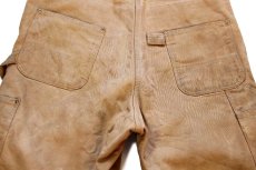 画像9: 90s USA製 carharttカーハート キルティングライナー ダブルニー ダック地 オーバーオール 茶 W38 L32 (9)