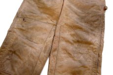 画像8: 90s USA製 carharttカーハート キルティングライナー ダブルニー ダック地 オーバーオール 茶 W38 L32 (8)