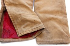 画像10: 90s USA製 carharttカーハート キルティングライナー ダブルニー ダック地 オーバーオール 茶 W38 L32 (10)