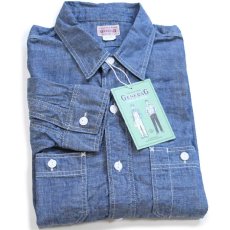 画像1: 新品★日本製 GENERAG コットン ブルー シャンブレーシャツ M(15) (1)