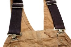 画像5: 90s USA製 carharttカーハート キルティングライナー ダブルニー ダック地 オーバーオール 茶 W38 L32 (5)