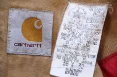 画像6: 90s USA製 carharttカーハート キルティングライナー ダブルニー ダック地 オーバーオール 茶 W38 L32 (6)