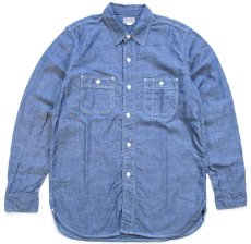 画像2: 新品★日本製 GENERAG コットン ブルー シャンブレーシャツ M(15) (2)