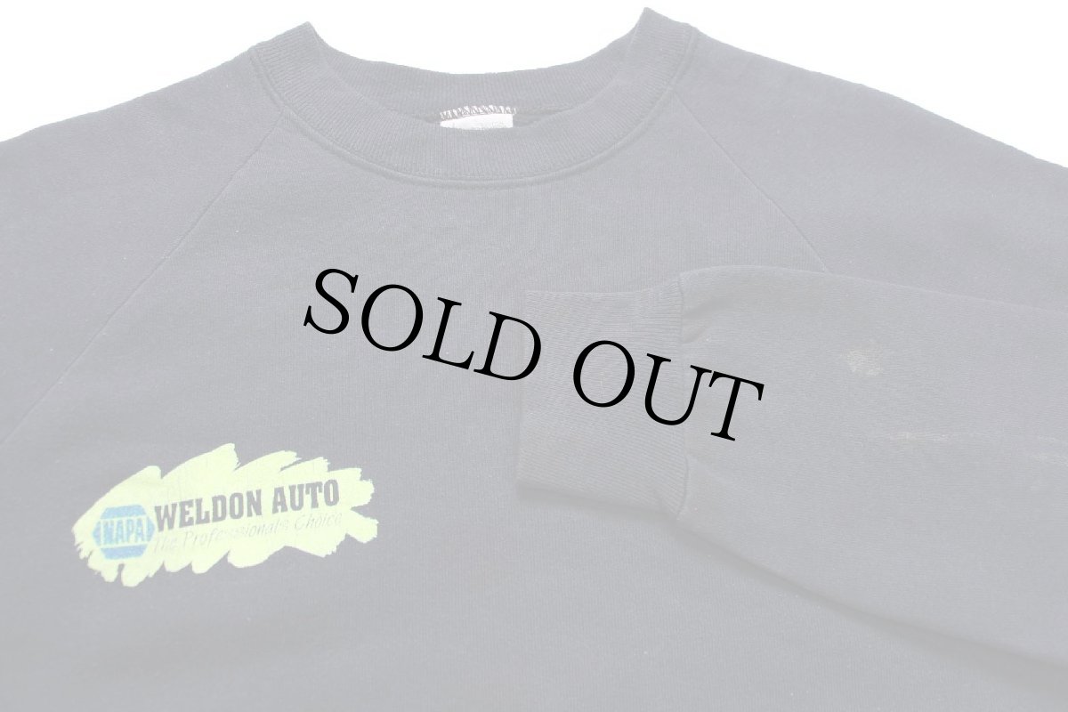 画像3: 80s USA製 NAPA WELDON AUTO PARTS 蛍光 両面プリント スウェット 黒 L (3)