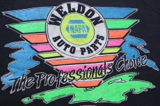 画像4: 80s USA製 NAPA WELDON AUTO PARTS 蛍光 両面プリント スウェット 黒 L (4)