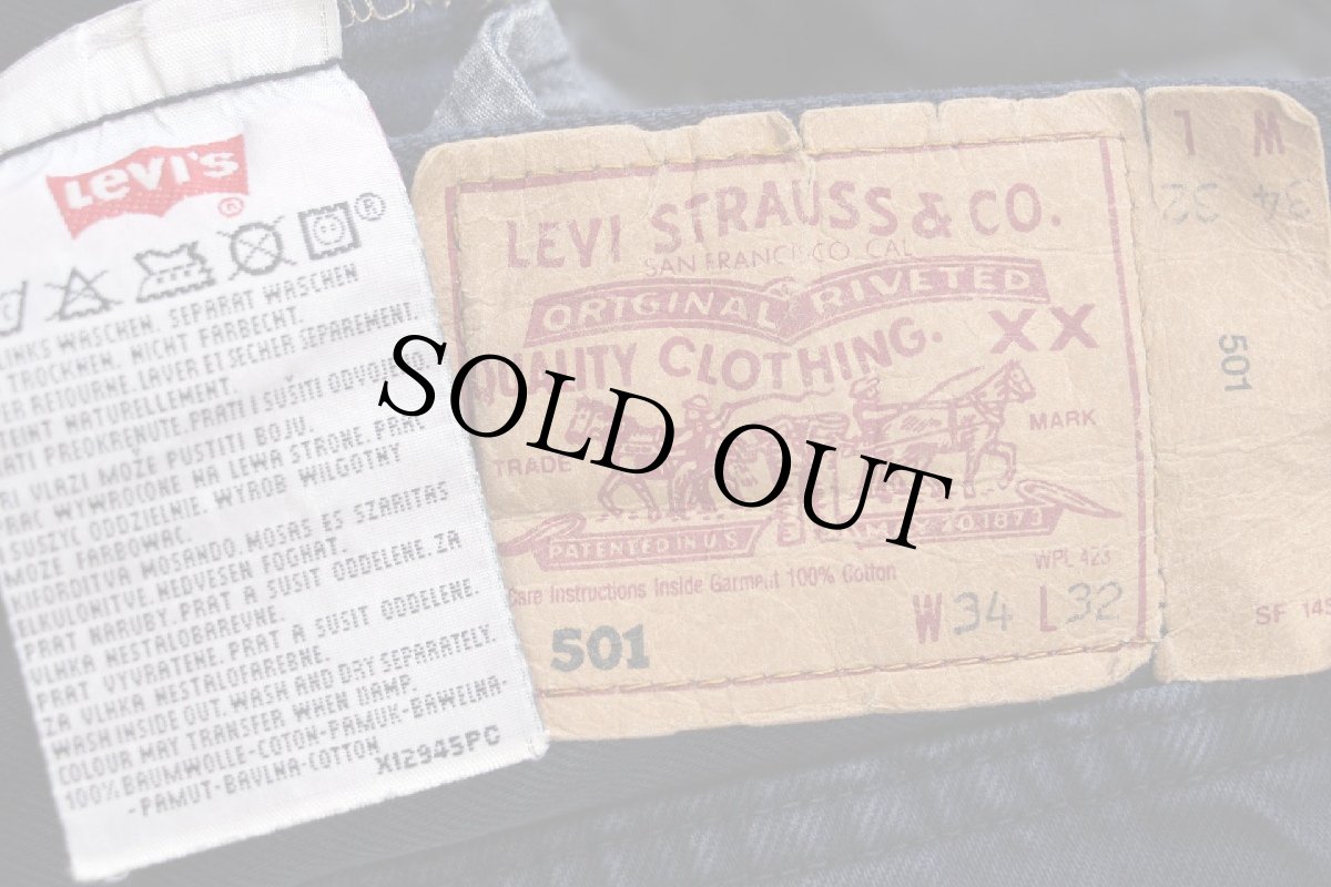 画像6: 90s 英国製 Levi'sリーバイス 501 後染め カラーデニムパンツ 濃紺 W34 L32★ユーロ (6)