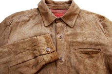 画像3: 90s USA製 COLE-HAAN コールハーン ラムスキン スエード レザーシャツ ブラウンベージュ M (3)