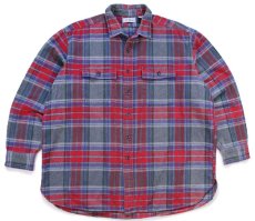 画像1: 90s L.L.Bean タータンチェック コットン シャモアクロスシャツ XL-R★CHAMOIS CLOTH SHIRT (1)