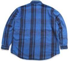 画像2: 80s USA製 JCPenney STJOHN'SBAY×BIGMACビッグマック チェック コットン フランネルシャツ 青×薄黒 XL-T (2)