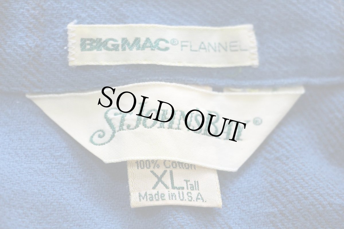 画像4: 80s USA製 JCPenney STJOHN'SBAY×BIGMACビッグマック チェック コットン フランネルシャツ 青×薄黒 XL-T (4)