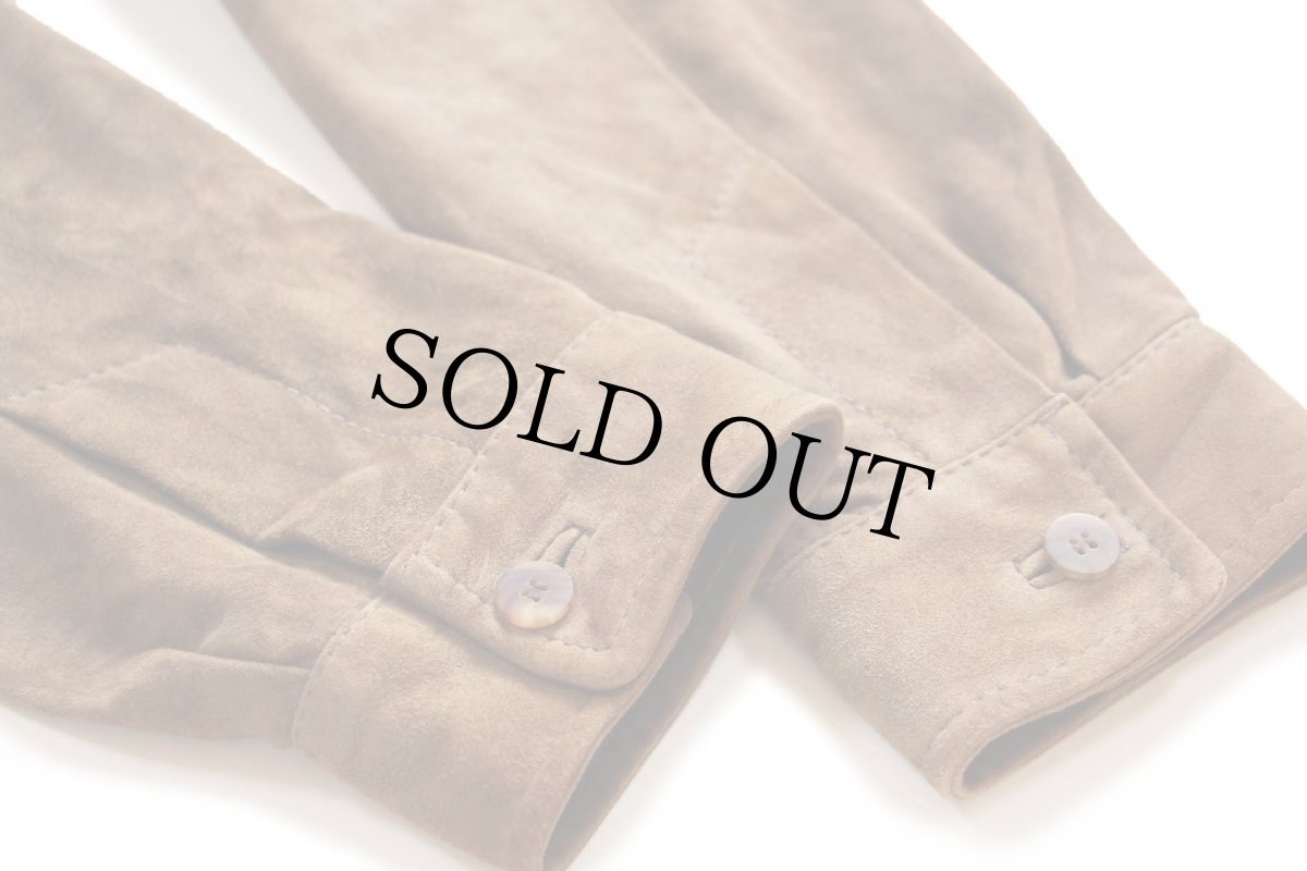 画像6: 90s USA製 COLE-HAAN コールハーン ラムスキン スエード レザーシャツ ブラウンベージュ M (6)