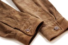 画像6: 90s USA製 COLE-HAAN コールハーン ラムスキン スエード レザーシャツ ブラウンベージュ M (6)