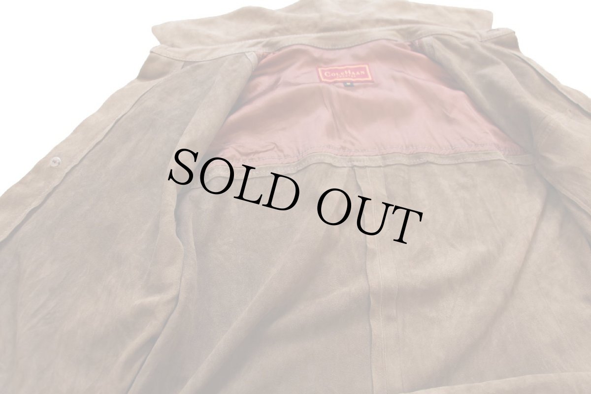 画像5: 90s USA製 COLE-HAAN コールハーン ラムスキン スエード レザーシャツ ブラウンベージュ M (5)