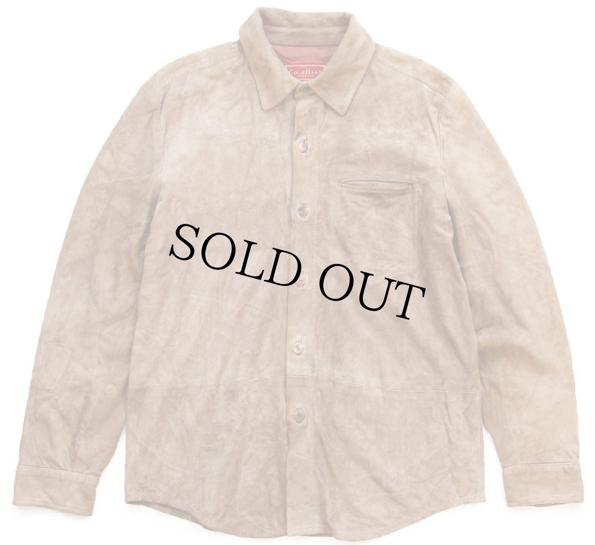 画像1: 90s USA製 COLE-HAAN コールハーン ラムスキン スエード レザーシャツ ブラウンベージュ M (1)