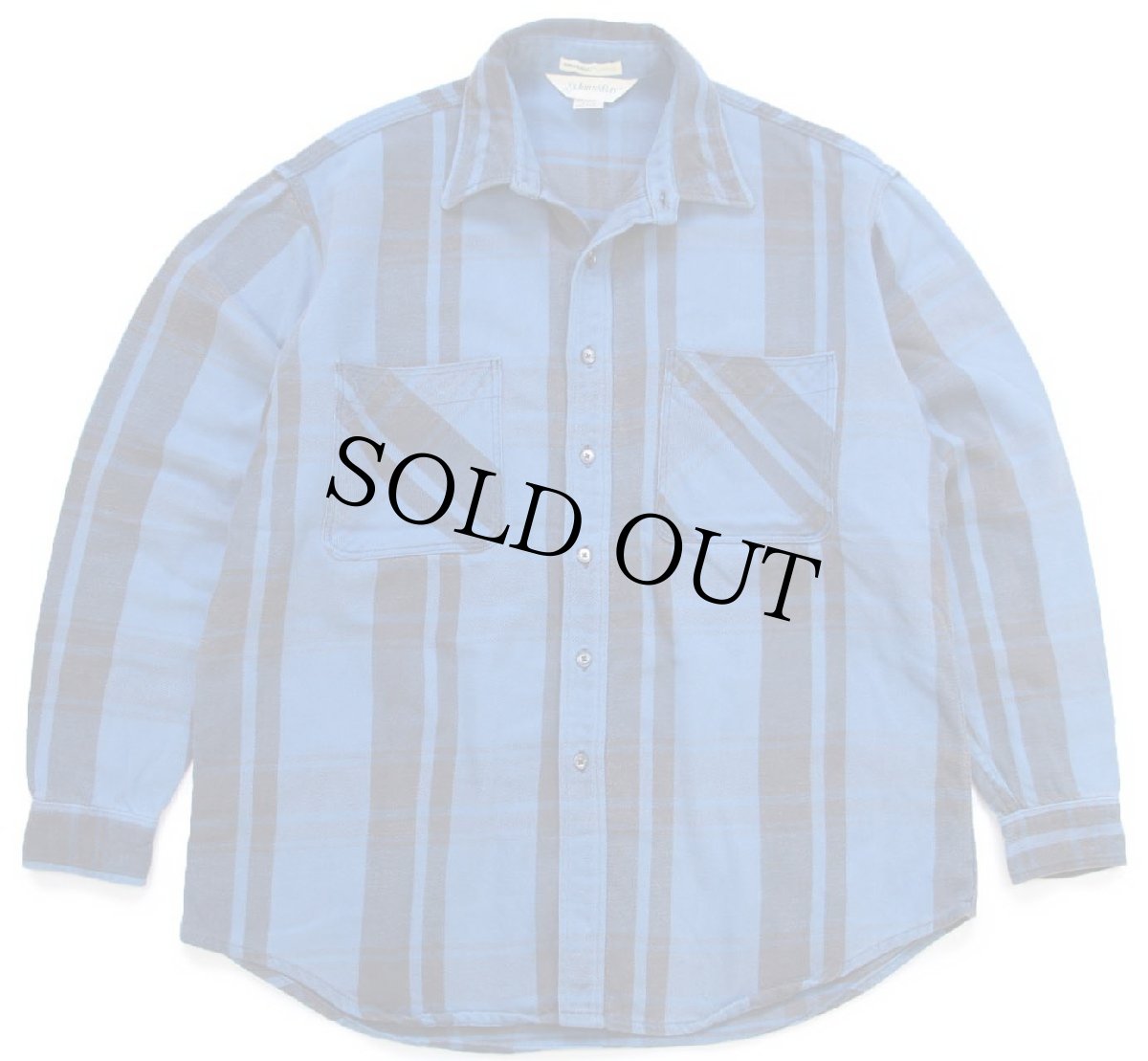 画像1: 80s USA製 JCPenney STJOHN'SBAY×BIGMACビッグマック チェック コットン フランネルシャツ 青×薄黒 XL-T (1)