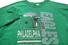 画像3: 80s USA製 NFL PHILADELPHIA EAGLES アメフト ひび割れプリント スウェット 緑 XL (3)