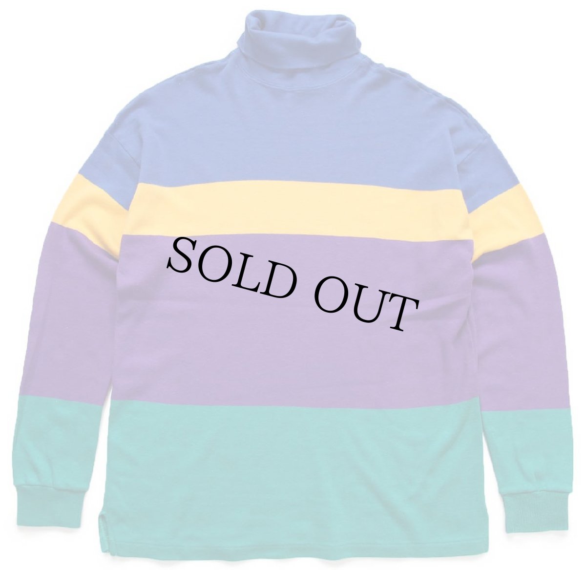 画像2: 90s USA製 Austin Kane マルチカラー 切り替え タートルネック コットン 長袖Tシャツ L (2)