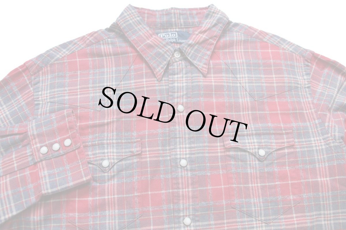 画像3: 00s ポロ ラルフローレン タータンチェック コットン フランネル ウエスタンシャツ XL (3)