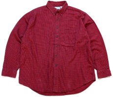 画像1: 90s USA製 L.L.Bean シェパードチェック ボタンダウン コットン フランネルシャツ 赤×黒 XL (1)