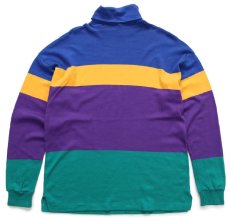 画像3: 90s USA製 Austin Kane マルチカラー 切り替え タートルネック コットン 長袖Tシャツ L (3)