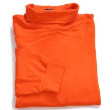 画像1: 90s USA製 GAPギャップ 無地 タートルネック コットン 長袖Tシャツ オレンジ XL (1)