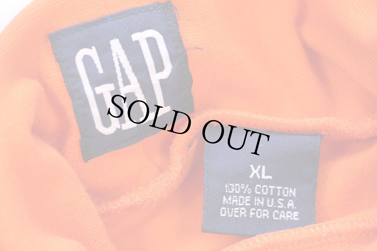 画像5: 90s USA製 GAPギャップ 無地 タートルネック コットン 長袖Tシャツ オレンジ XL (5)