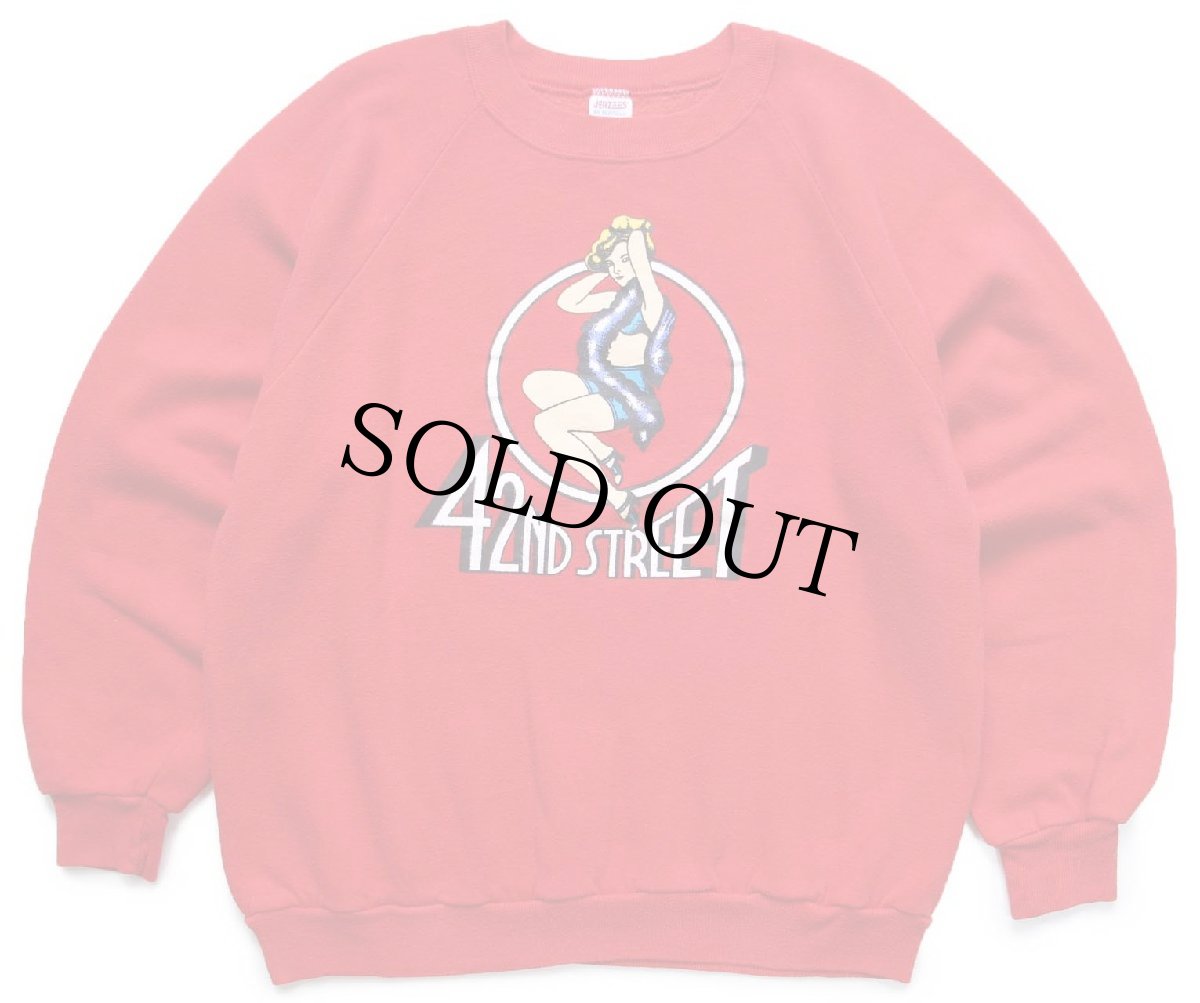 画像1: 80s USA製 JERZEES BY RUSSELLラッセル 42ND STREET ピンナップガール スウェット 赤 M (1)