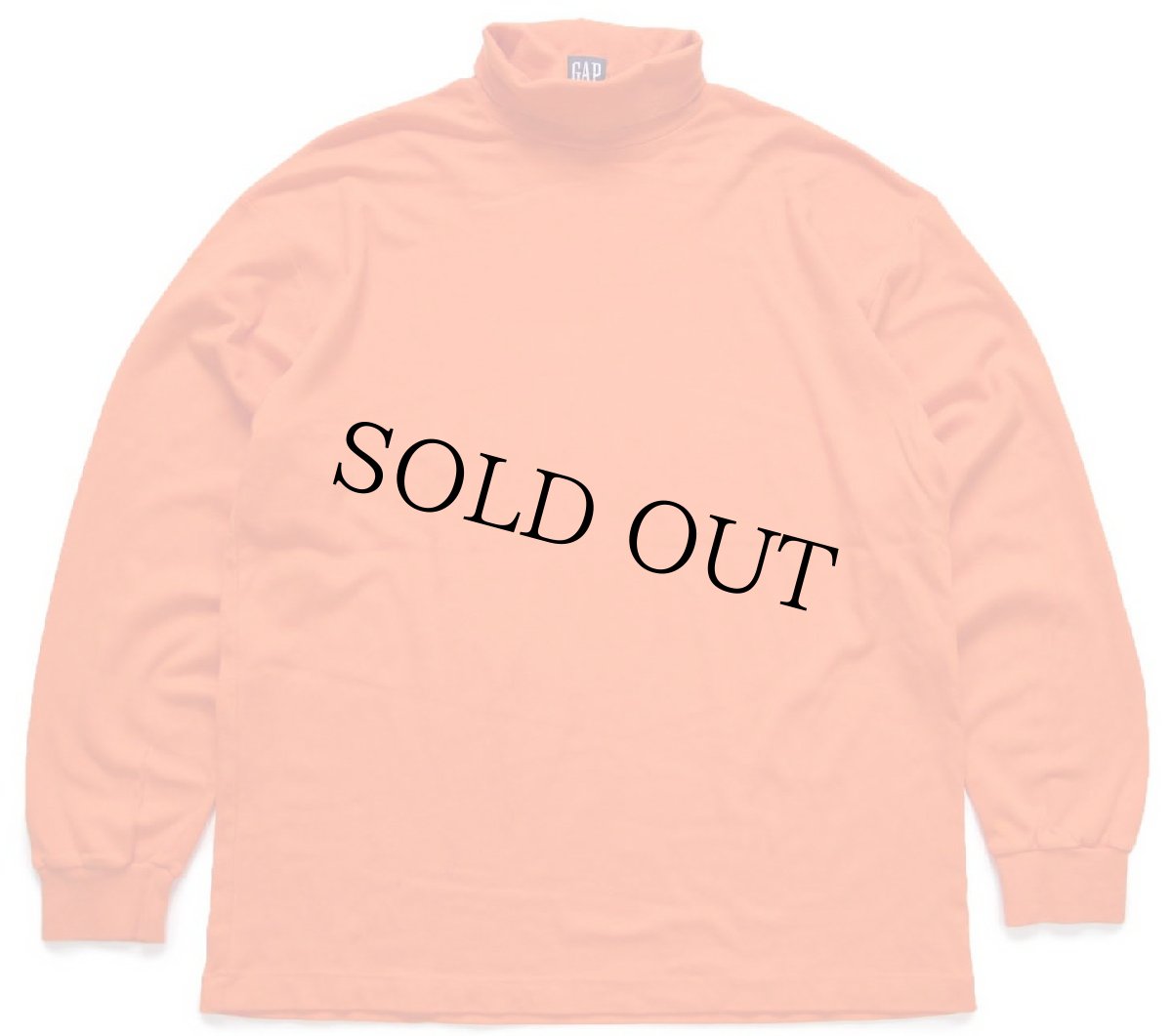 画像2: 90s USA製 GAPギャップ 無地 タートルネック コットン 長袖Tシャツ オレンジ XL (2)