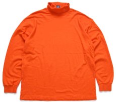 画像2: 90s USA製 GAPギャップ 無地 タートルネック コットン 長袖Tシャツ オレンジ XL (2)