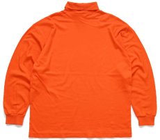 画像3: 90s USA製 GAPギャップ 無地 タートルネック コットン 長袖Tシャツ オレンジ XL (3)