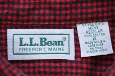 画像4: 90s USA製 L.L.Bean シェパードチェック ボタンダウン コットン フランネルシャツ 赤×黒 XL (4)