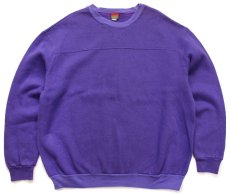 画像1: 80s USA製 OAKTON 無地 ツートン はめ込み 前V スウェット 紫 L★ブランク (1)